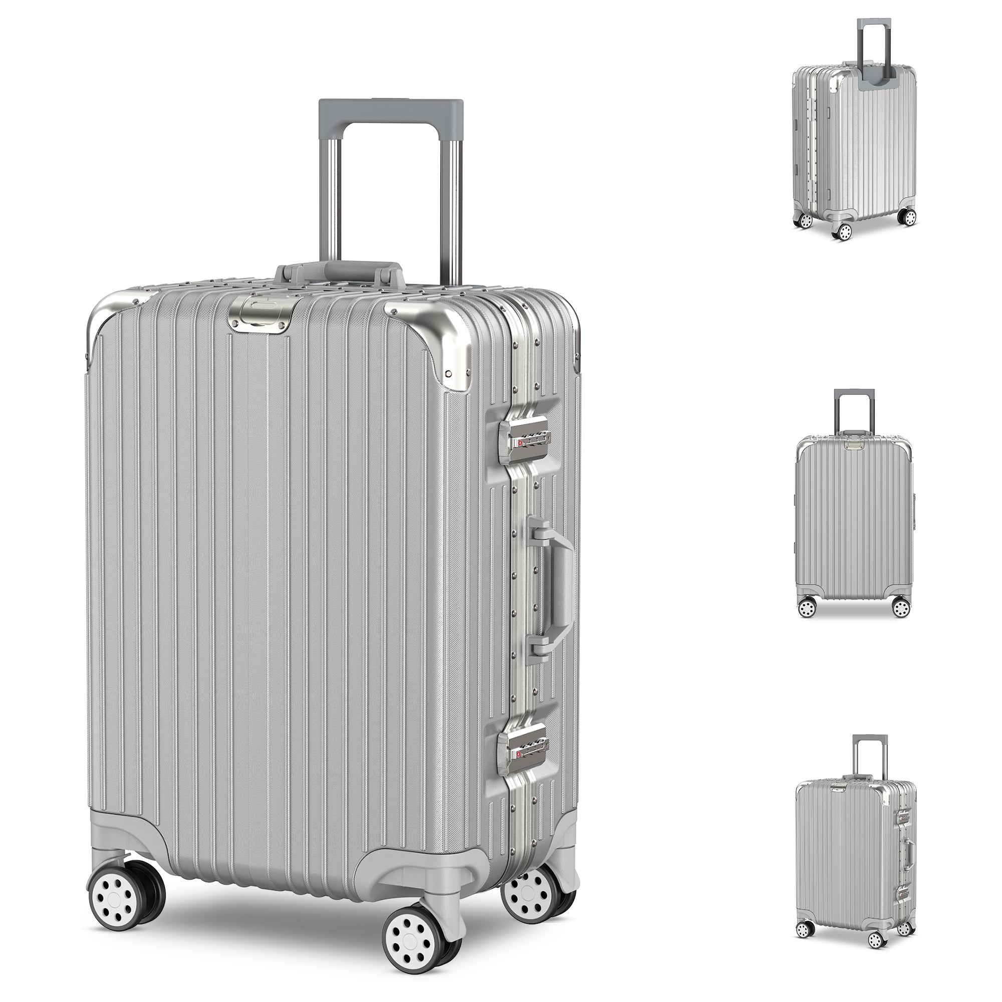 Voyagoux® AEON - Aluminum Travel Case - Silver | 72L, Medium (M)