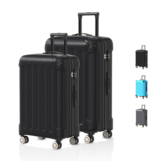 VOYAGOUX - Durable ABS Travel Suitcase Set 2 Pieces - Black - M / S