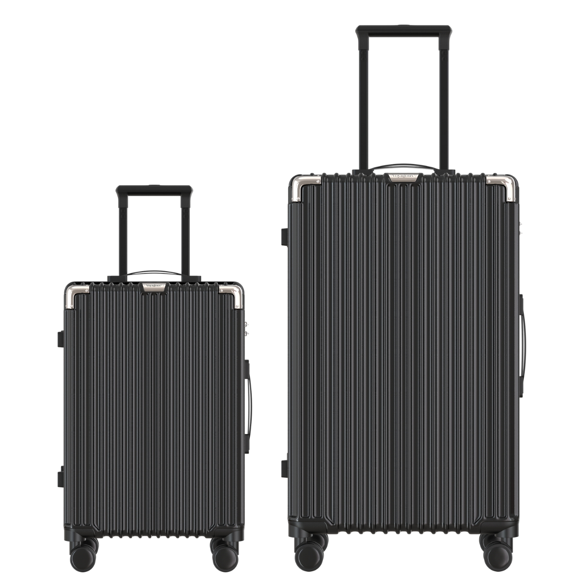 Voyagoux® CLASSIC - 2-delige Duurzame Reiskoffer Set - Zwart | S / L