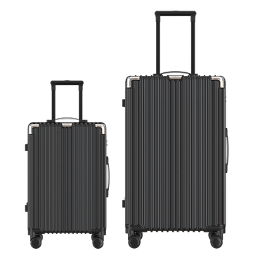 Voyagoux® CLASSIC - 2-delige Duurzame Reiskoffer Set - Zwart | S / L