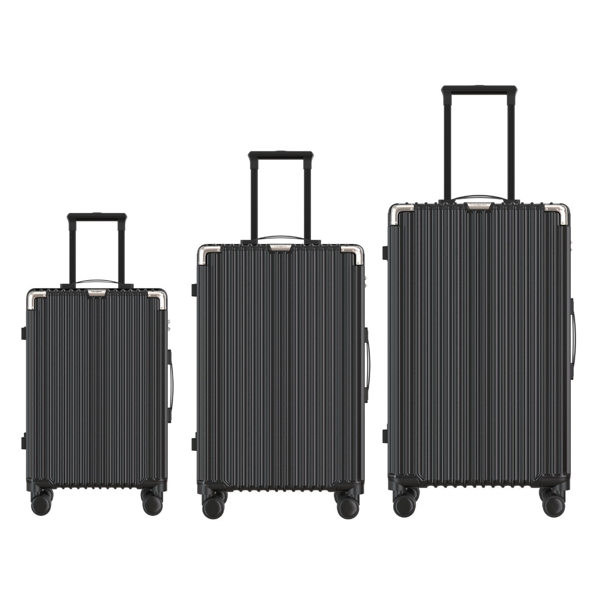 VOYAGOUX - CLASSIC - 3-piece Durable Travel Suitcase Set - Black - S / M / L