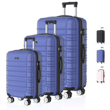 Voyagoux® AVALON - Reiskoffer set - Koffers - 3 stuks - Reiskoffer met wielen - Blauw -TSA Slot