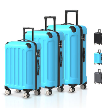 VOYAGOUX - 3 Piece Durable ABS Travel Suitcase Set - Light Blue - L / M / S