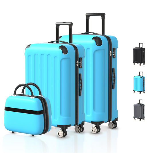 VOYAGOUX - 3-Piece Durable ABS Travel Suitcase Set - Light Blue - XS / M / L