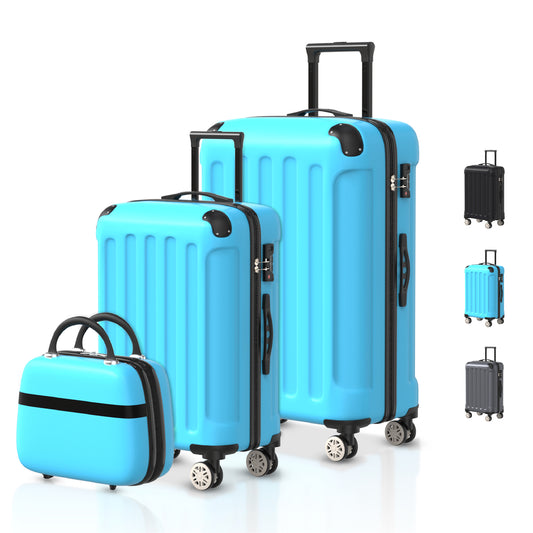 VOYAGOUX - 3 Piece Durable ABS Travel Suitcase Set - Light Blue - XS / S / M