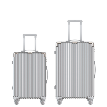 Voyagoux® CLASSIC - 2-delige Duurzame Reiskoffer Set - Zilver | S / M