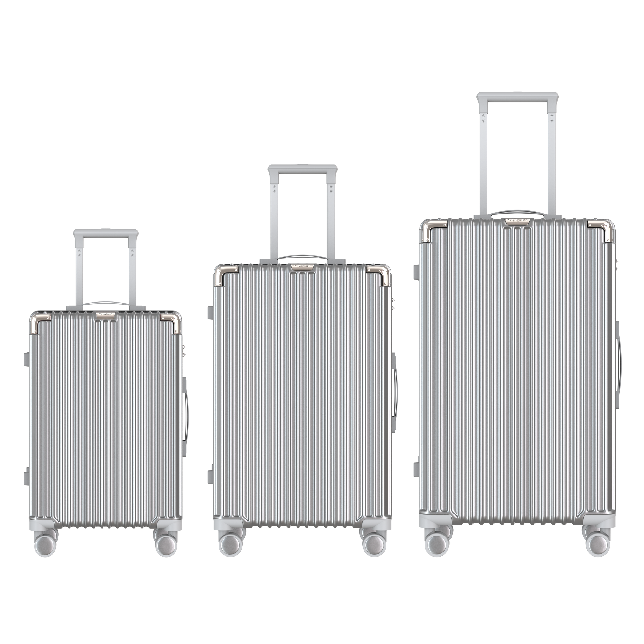 VOYAGOUX - CLASSIC - 3-piece Durable Travel Suitcase Set - Silver - S / M / L