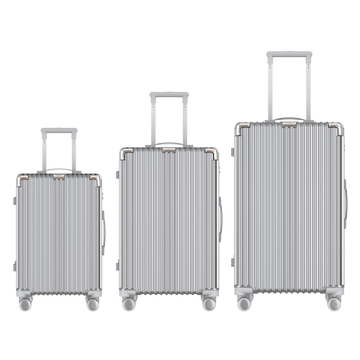 Voyagoux® CLASSIC - 3-delige Duurzame Reiskoffer Set - Zilver | S / M / L