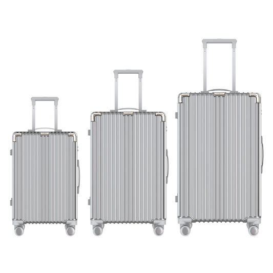 VOYAGOUX - CLASSIC - 3-piece Durable Travel Suitcase Set - Silver - S / M / L