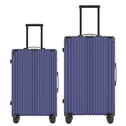 Voyagoux® CLASSIC - 2-delige Duurzame Reiskoffer Set - Donkerblauw | M / L