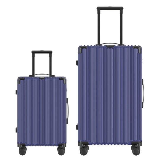 Voyagoux® CLASSIC - 2-delige Duurzame Reiskoffer Set - Donkerblauw | S / L