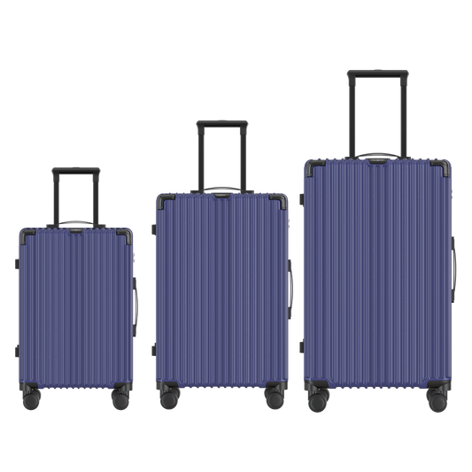 VOYAGOUX - CLASSIC - 3-piece Sustainable Travel Suitcase Set - Dark Blue - S / M / L