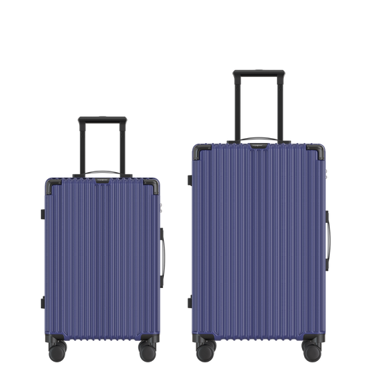 VOYAGOUX - CLASSIC - 2-piece Sustainable Travel Suitcase Set - Dark Blue - S / M