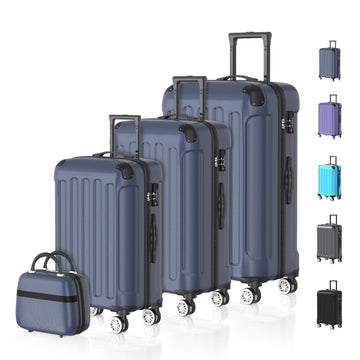 VOYAGOUX - Durable 4-Piece ABS Travel Suitcase Set - Dark Blue - L / M / S / XS