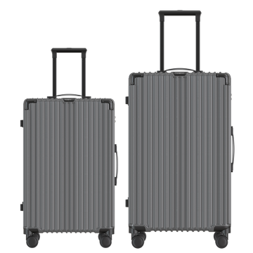 Voyagoux® CLASSIC - 2-delige Duurzame Reiskoffer Set - Donkergrijs | M / L