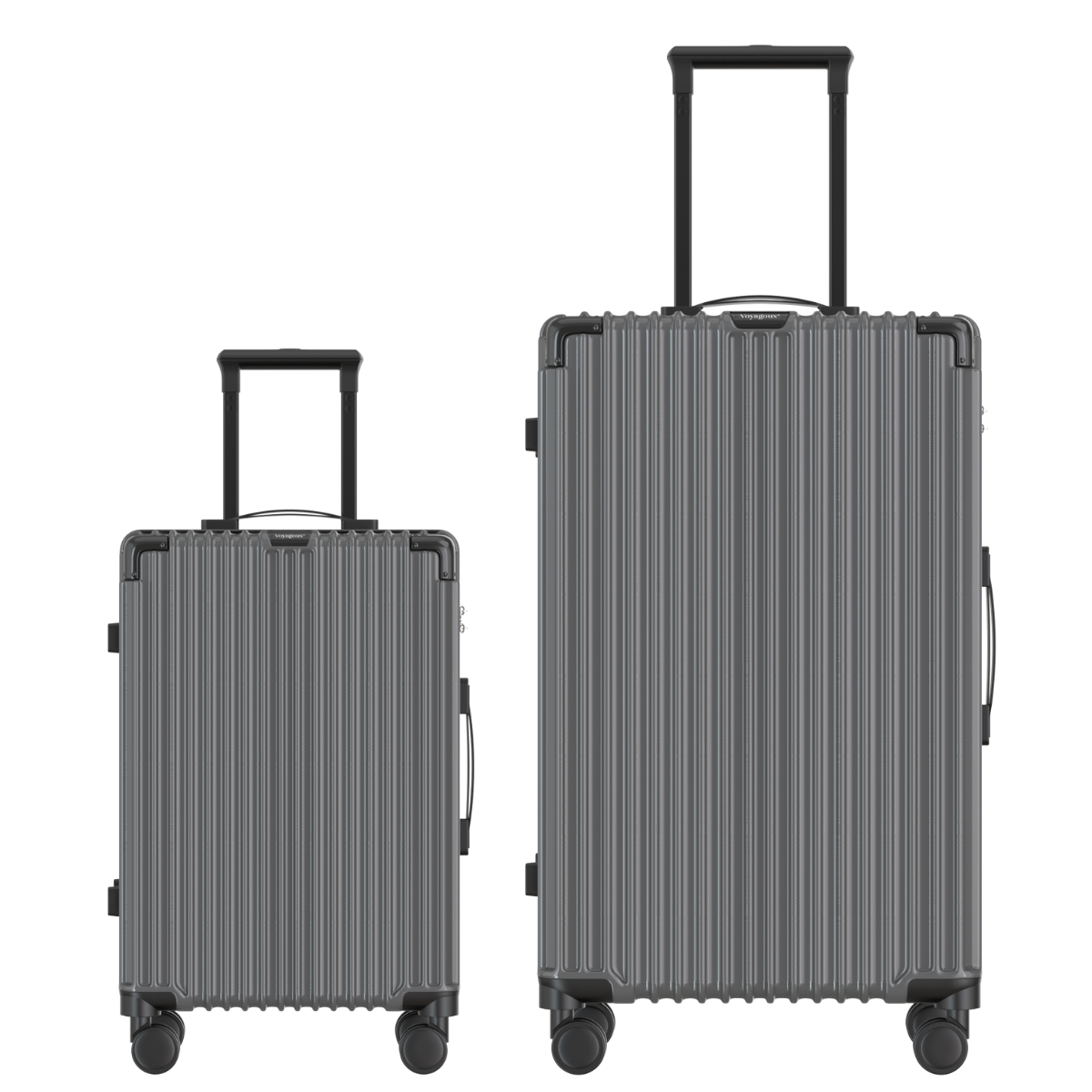 Voyagoux® CLASSIC - 2-delige Duurzame Reiskoffer Set - Donkergrijs | S / L