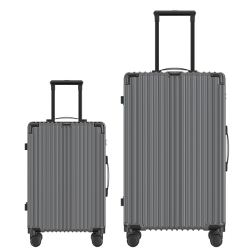 Voyagoux® CLASSIC - 2-delige Duurzame Reiskoffer Set - Donkergrijs | S / L