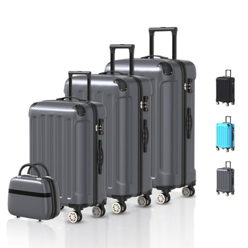 VOYAGOUX - Durable 4 Piece ABS Travel Suitcase Set - Dark Gray - L / M / S / XS