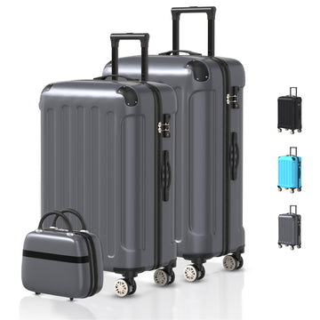 VOYAGOUX - 3-Piece Durable ABS Travel Suitcase Set - Dark Gray - XS / M / L