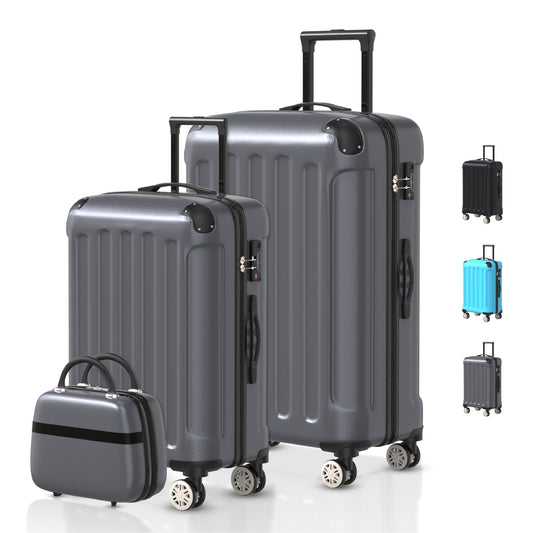 VOYAGOUX - 3 Piece Durable ABS Travel Suitcase Set - Dark Gray - XS / S / L