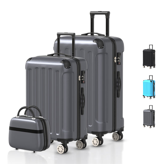 VOYAGOUX - 3-Piece Durable ABS Travel Suitcase Set - Dark Gray - XS / S / M