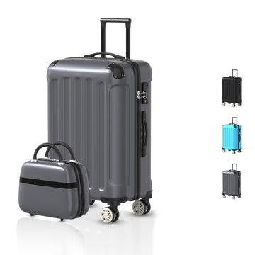 VOYAGOUX - Durable ABS Travel Suitcase Set 2 Pieces - Dark Gray - XS / S