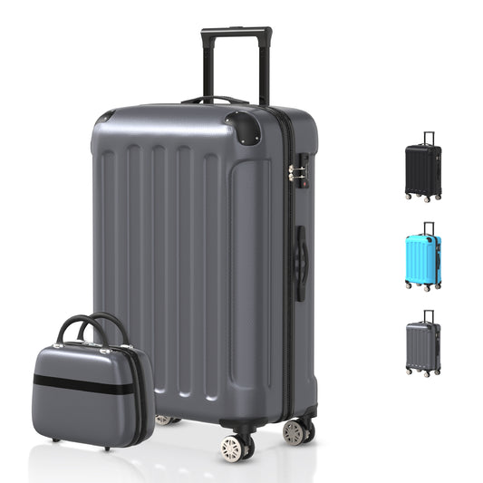 VOYAGOUX - Durable ABS Travel Suitcase Set 2 Pieces - Dark Gray - XS / L