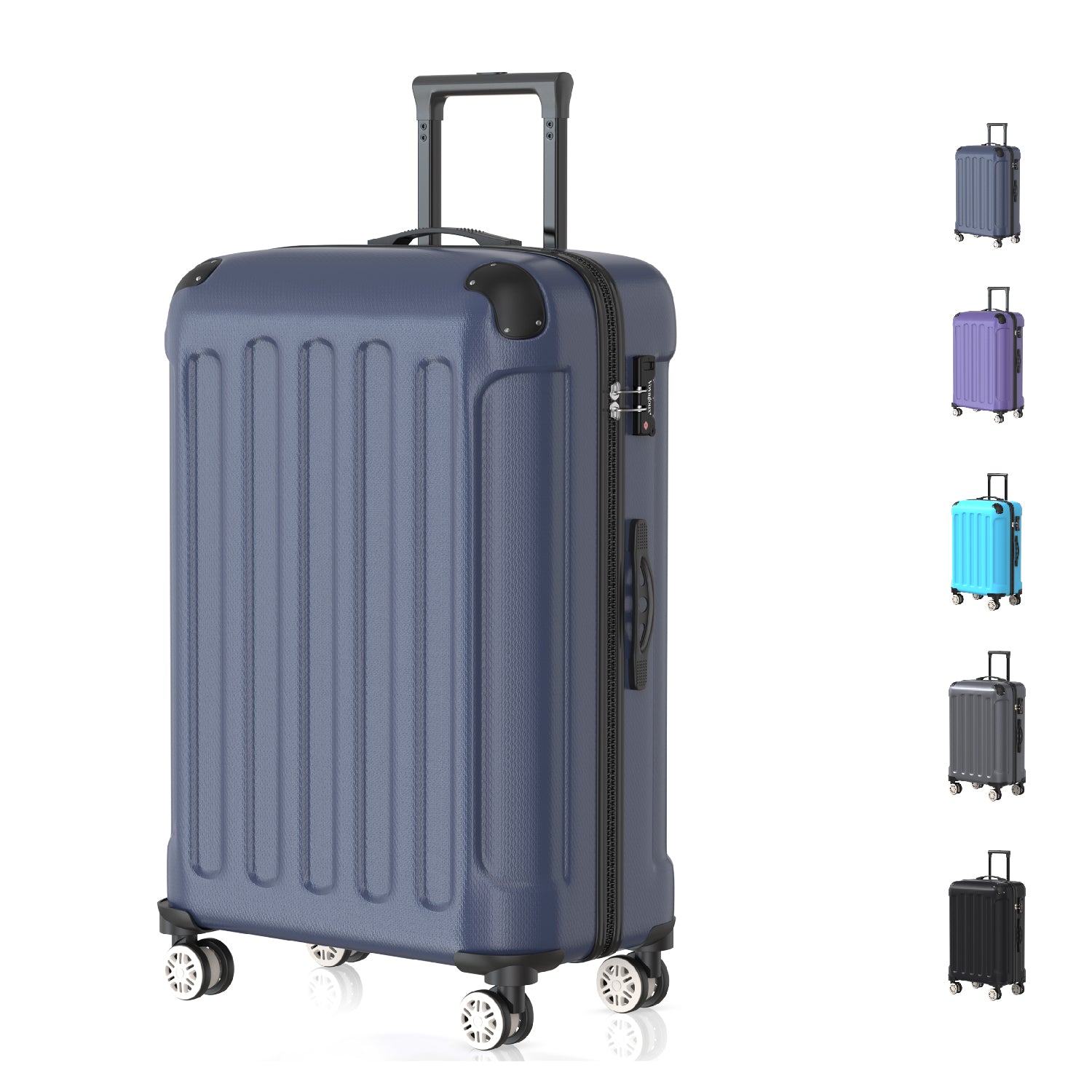 VOYAGOUX – Robuster ABS-Reisekoffer – Trolley – Dunkelblau – 115 l, groß (L)