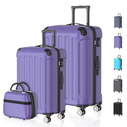 VOYAGOUX - 3-delige Duurzame ABS Reiskoffer Set - Paars - XS / M / L