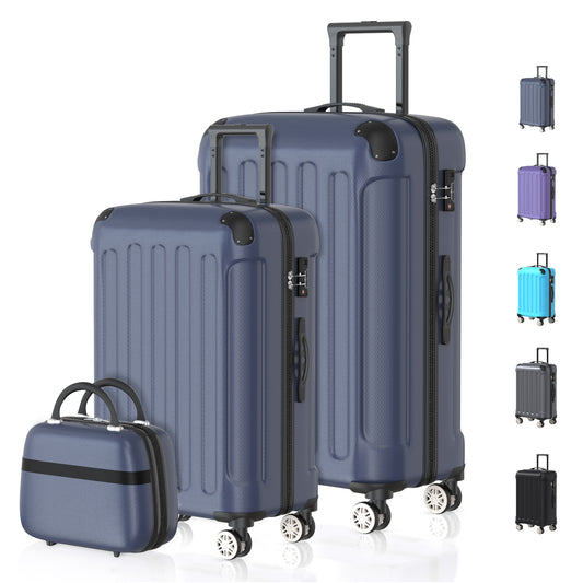 VOYAGOUX - 3-Piece Durable ABS Travel Suitcase Set - Dark Blue - XS / M / L