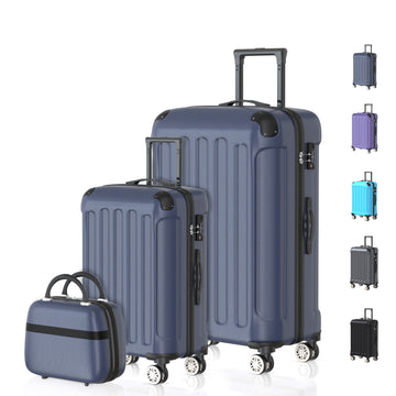 VOYAGOUX - 3-Piece Durable ABS Travel Suitcase Set - Dark Blue - XS / S / L