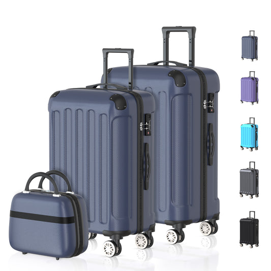 VOYAGOUX - 3-Piece Durable ABS Travel Suitcase Set - Dark Blue - XS / S / M