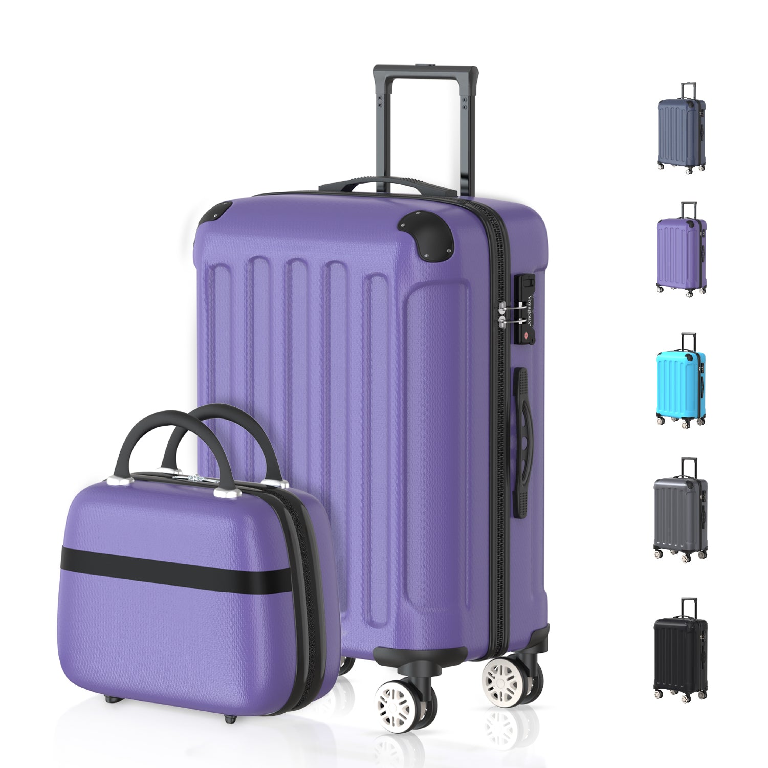 VOYAGOUX - Robustes ABS-Reisekoffer-Set 2-teilig - Lila - XS / S