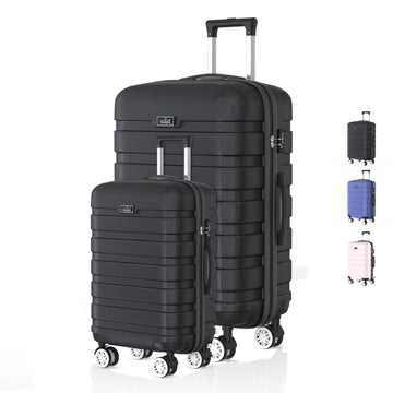 Voyagoux® REVELATION - Travel suitcase set S/L - Suitcases - 2 pieces - Travel suitcase with wheels -Black - TSA Lock 