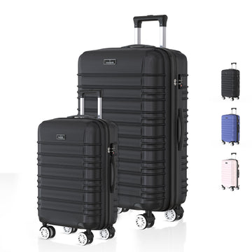 Voyagoux® AVALON - Reiskoffer set S/L - Koffers - 2 stuks - Reiskoffer met wielen - Zwart -TSA Slot