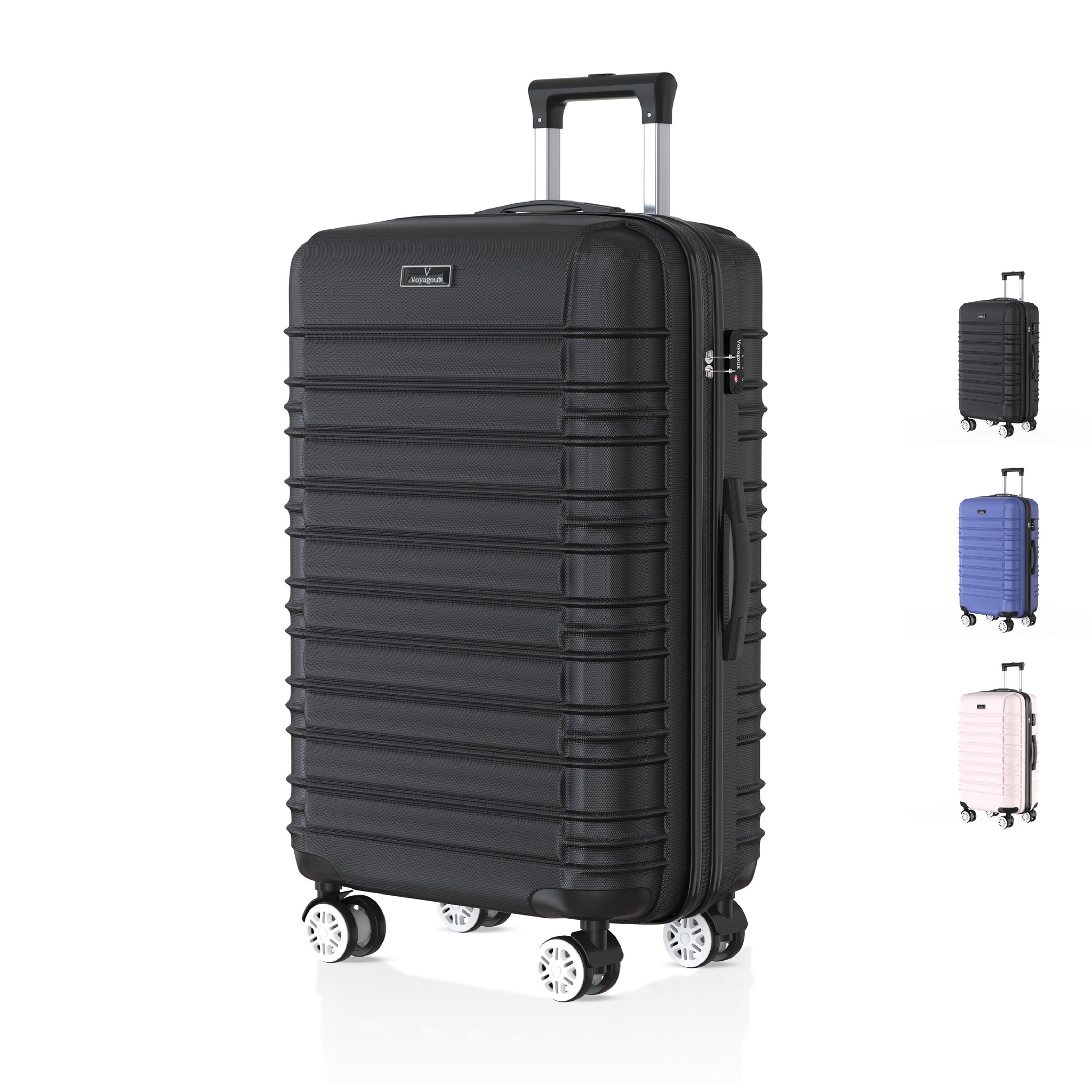 Voyagoux® AVALON - Travel suitcase Large - 113L - Suitcases - Travel suitcase with wheels - Black -TSA Lock 