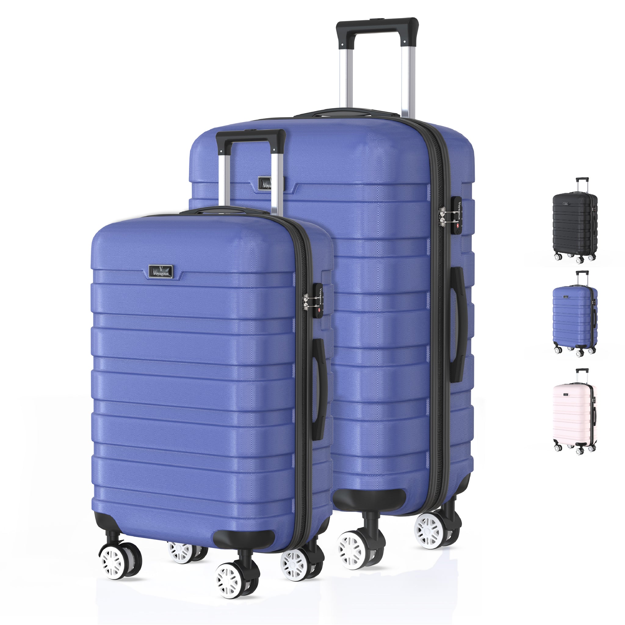 Voyagoux® REVELATION - Reiskoffer set M/L - Koffers - 2 stuks - Reiskoffer met wielen -Blauw - TSA Slot