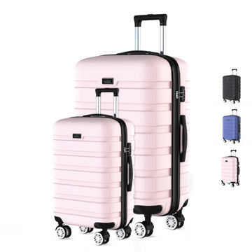 Voyagoux® REVELATION - Reiskoffer set S/L - Koffers - 2 stuks - Reiskoffer met wielen -Lichtroze - TSA Slot