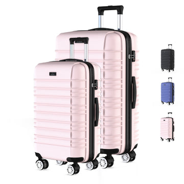 Voyagoux® AVALON - Reiskoffer set M/L - Koffers - 2 stuks - Reiskoffer met wielen -Lichtroze - TSA Slot