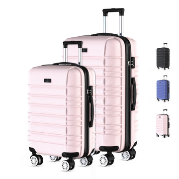 Voyagoux® AVALON - Reiskoffer set S/M - Koffers - 2 stuks - Reiskoffer met wielen -Lichtroze - TSA Slot