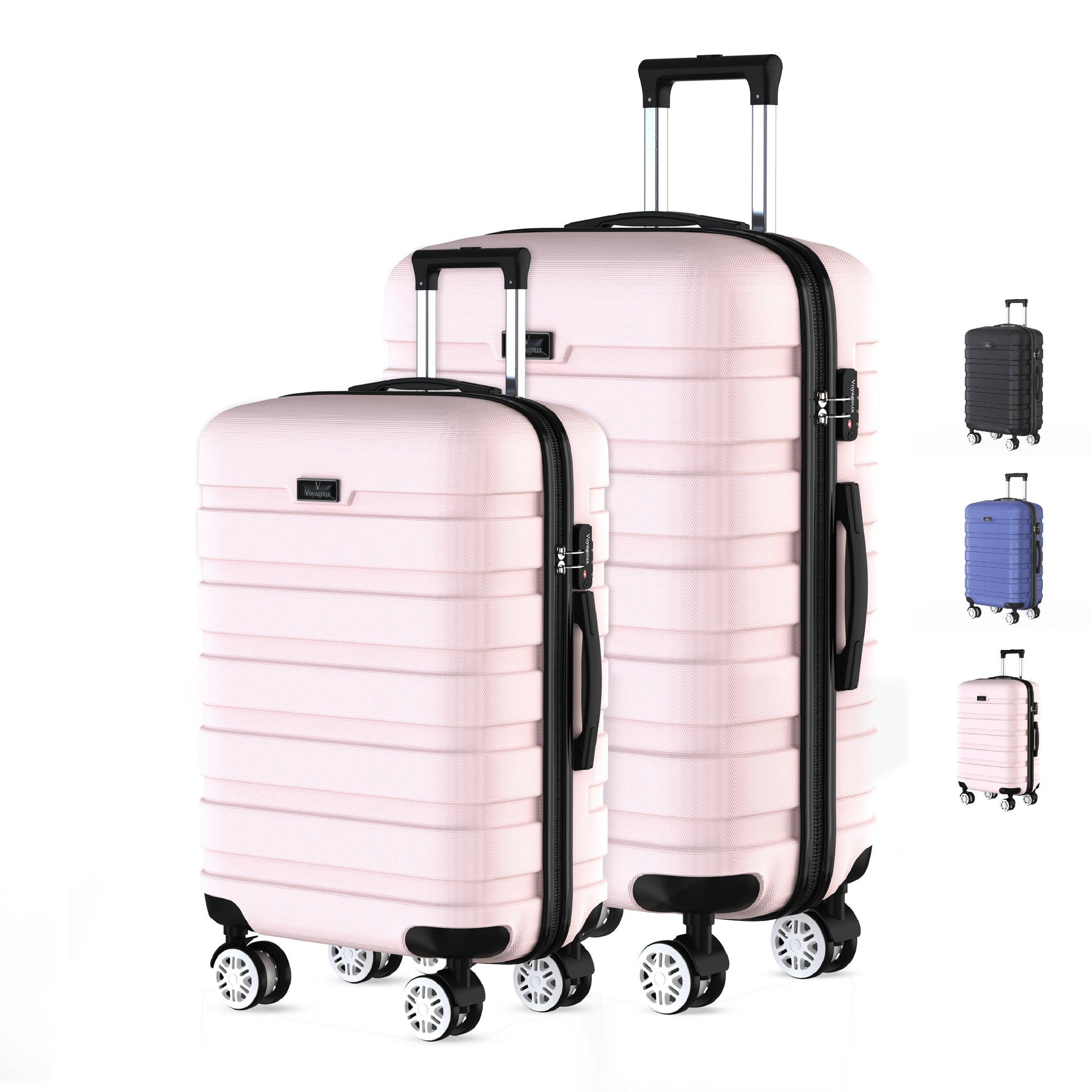 Voyagoux® REVELATION - Travel suitcase set S/M - Suitcases - 2 pieces - Travel suitcase with wheels -Light pink - TSA Lock 