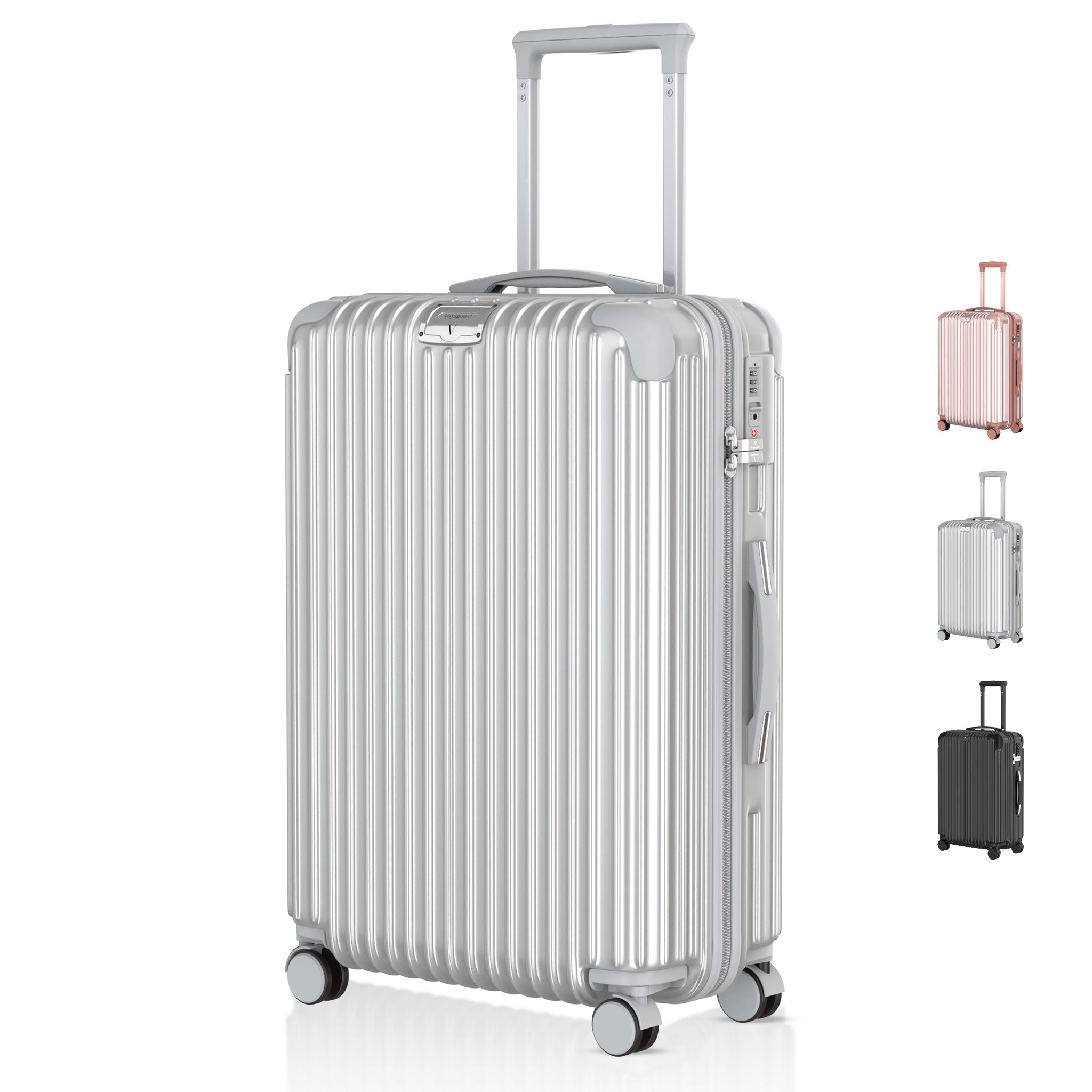 Voyagoux® ESSENTIALS - Stijlvolle Reiskoffer - Zilver | 116L, Large (L)