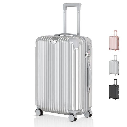 Voyagoux® ESSENTIALS - Stijlvolle Reiskoffer - Zilver | 72L, Medium (M)