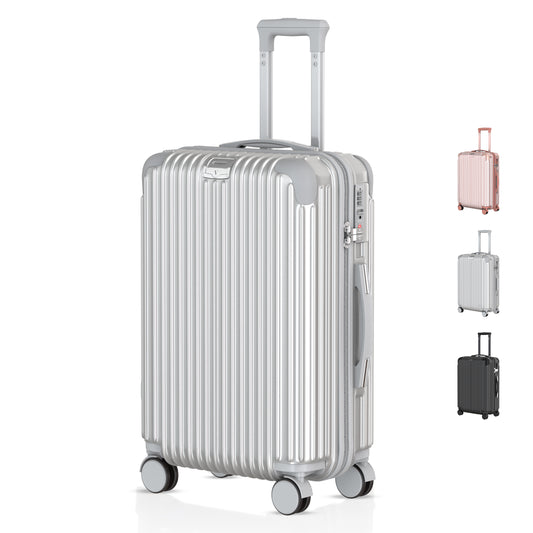 Voyagoux® ESSENTIALS - Handbagage - Stijlvolle Reiskoffer - Zilver | 40L, Small (S)