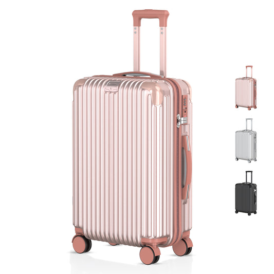 Voyagoux® ESSENTIALS - Hand Luggage - Sustainable Travel Suitcase - Rose Gold - 40L, Small (S)