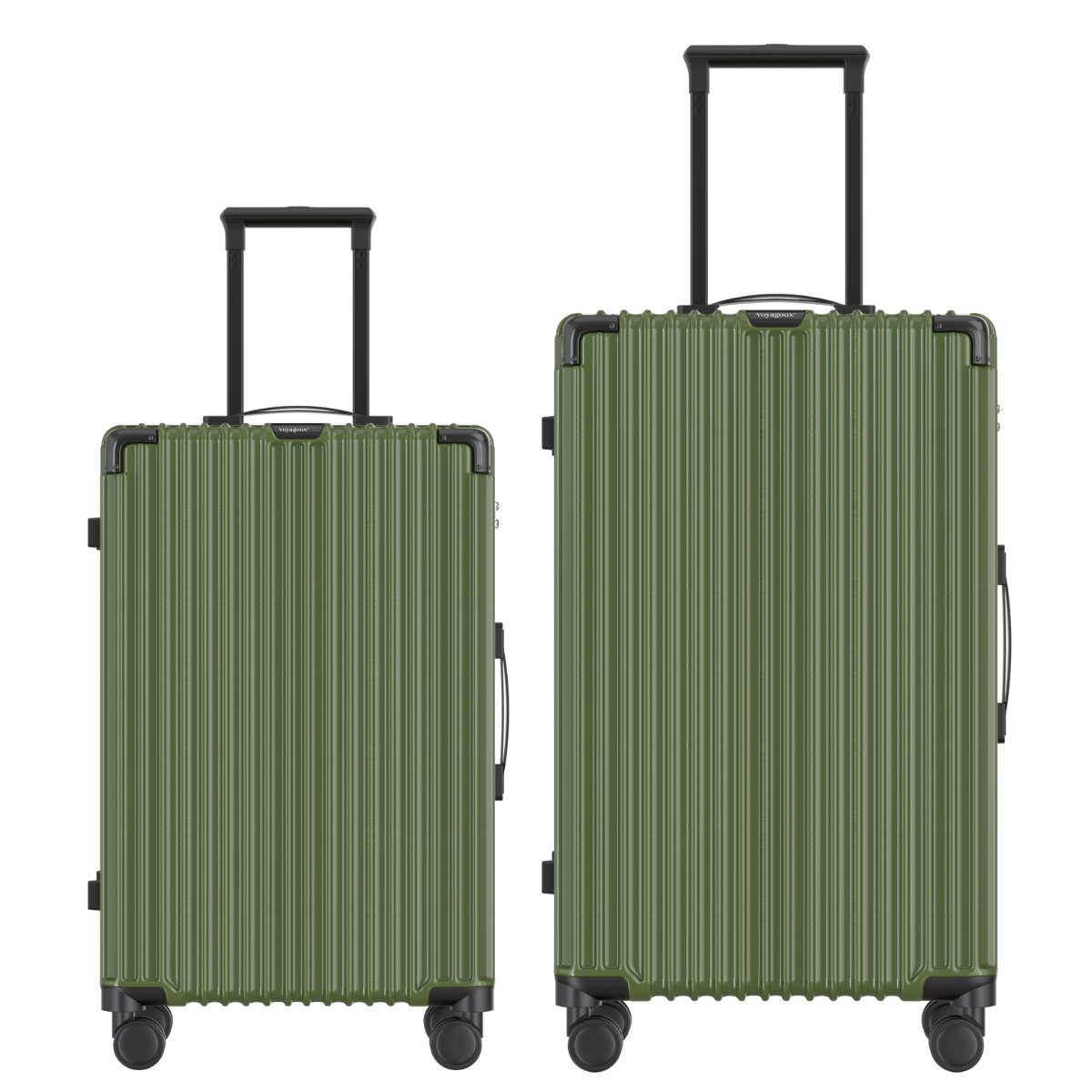 Voyagoux® CLASSIC - 2-delige Duurzame Reiskoffer Set - Olijfgroen | M / L