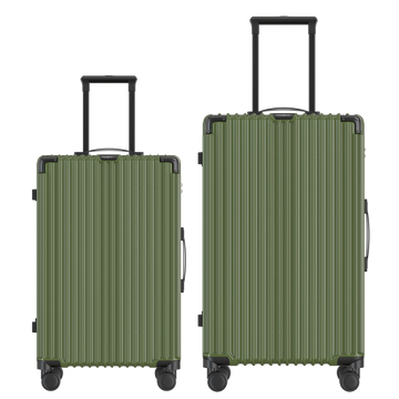 Voyagoux® CLASSIC - 2-delige Duurzame Reiskoffer Set - Olijfgroen | M / L