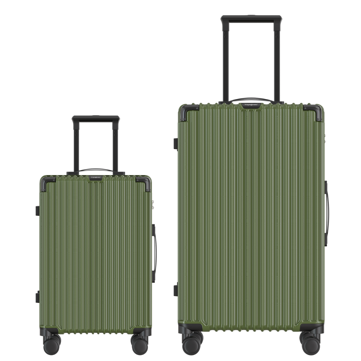 Voyagoux® CLASSIC - 2-delige Duurzame Reiskoffer Set - Olijfgroen | S / L