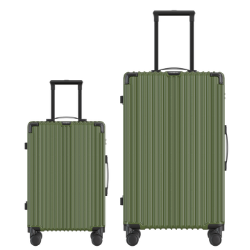 Voyagoux® CLASSIC - 2-delige Duurzame Reiskoffer Set - Olijfgroen | S / L