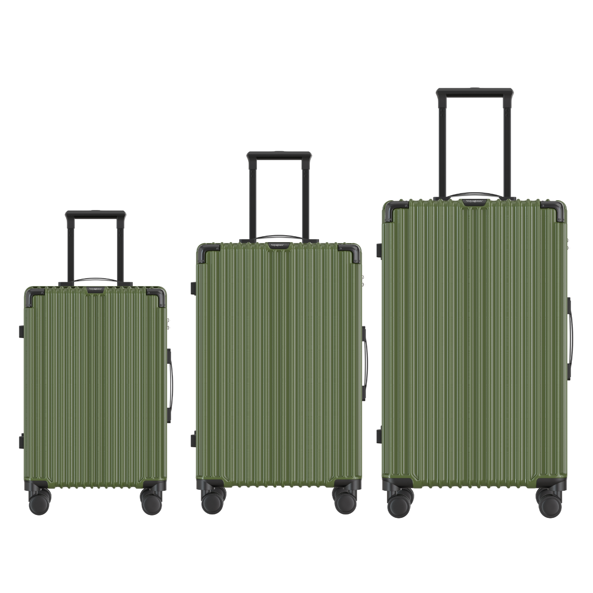 Voyagoux® CLASSIC - 3-delige Duurzame Reiskoffer Set - Olijfgroen | S / M / L